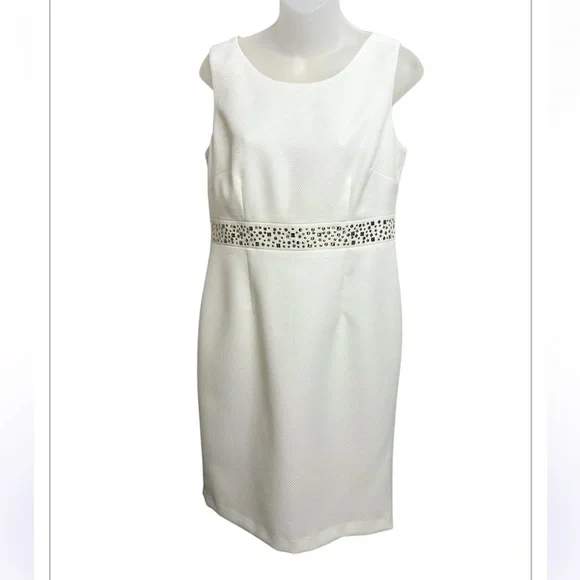Kasper Sleeveless Studded Sheath Dress Size 6 Off-White - Picture 2 of 9